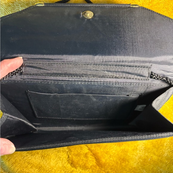 Women's Vintage Black Envelope Shape Bag With Long Cord Strap 9.5" x 6" - Picture 3 of 3